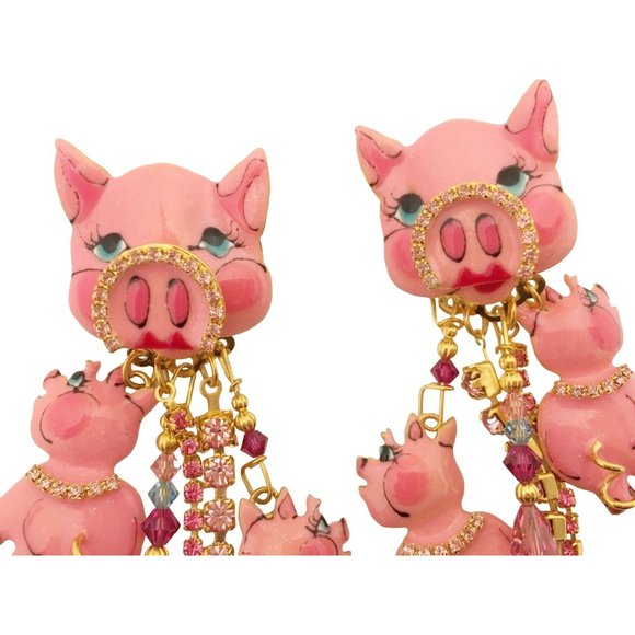 Lunch at the Ritz Earrings Couture This Little Piggy Whimsical Jewelry - Picture 1 of 7